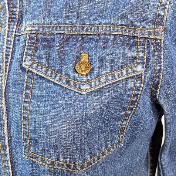 EDDIE BAUER Classic Four Pocket Mid Length Jean Jacket Medium Wash Size Small - Picture 7 of 13